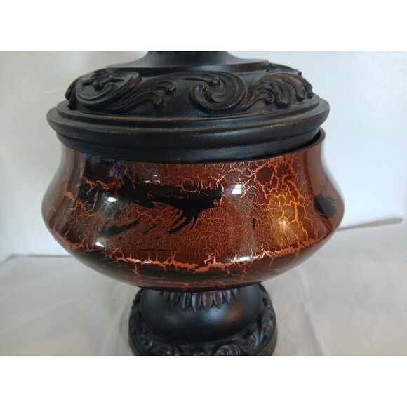 Vintage Hobby Lobby Crackle Glass Golden/ Black Wood Bow-Lidl Center Piece 8" - Picture 3 of 16